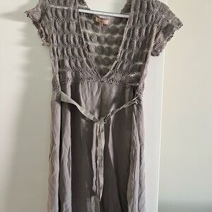 Sandro Taupe Crochet Dress